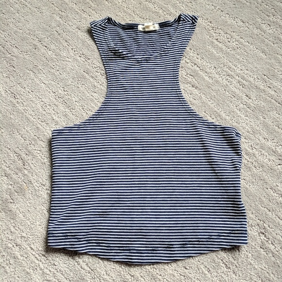 silence + noise Tops - Silence and noise blue and white striped crop top